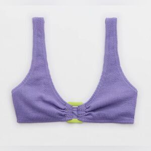 NWT Aerie Crinkle Ring Wide Strap Scoop Bikini Top in Solar Violet - Size M
